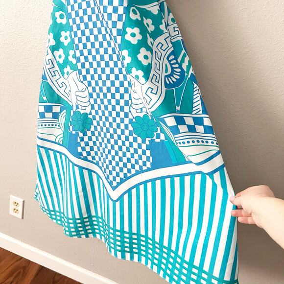 Celina Moon Queen of Hearts Blue Teal Puff Sleeve Midi Dress Women’s Size Medium - Picture 5 of 12